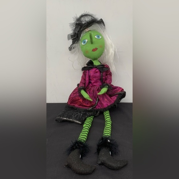 Green Halloween Witch Shelf Sitter Weighted Bottom 30" Doll - Picture 1 of 3